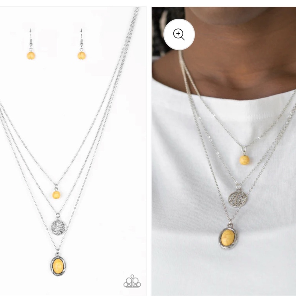 Yellow earring and necklace set
